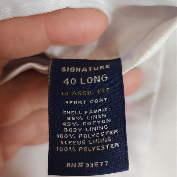 NWT Stafford Linen Cotton White Blazer Sports Coat men's size 40 Long - Picture 5 of 16